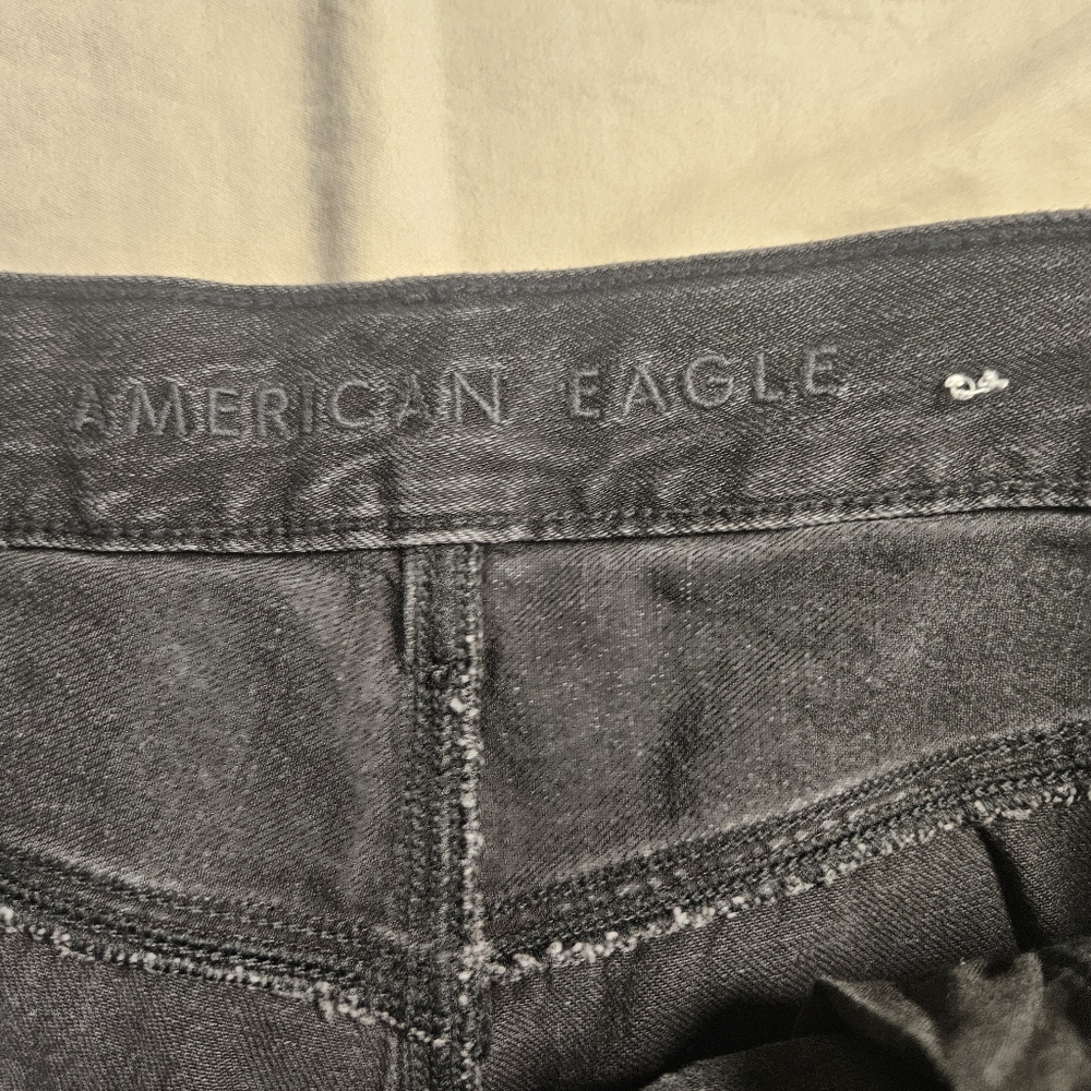 American Eagle Baggy Cargo Wide Leg Jeans Women's Size 6 Super‎ High Rise Black - Picture 9 of 13